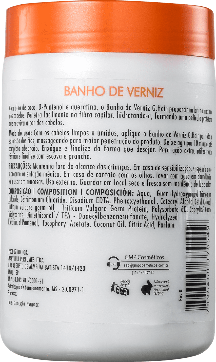 G.Hair Banho de Verniz - Máscara Capilar 1000g