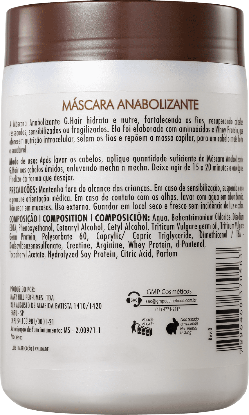 G.Hair Anabolizante - Máscara Capilar 1000g