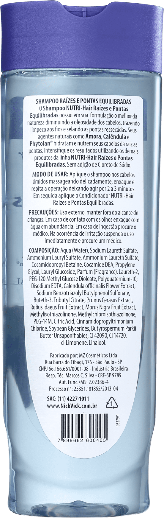 Nick & Vick NUTRI-Hair Raiz e Pontas Equilibradas - Shampoo sem Sal 300ml