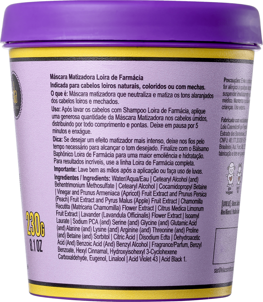 Lola Cosmetics Loira de Farmácia - Máscara Matizadora 230g