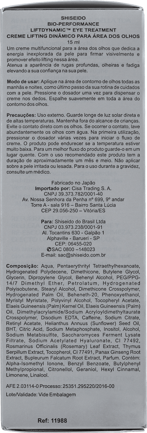 Shiseido Bio-Performance Liftdynamic Eye Treatment - Creme para Olhos 15ml