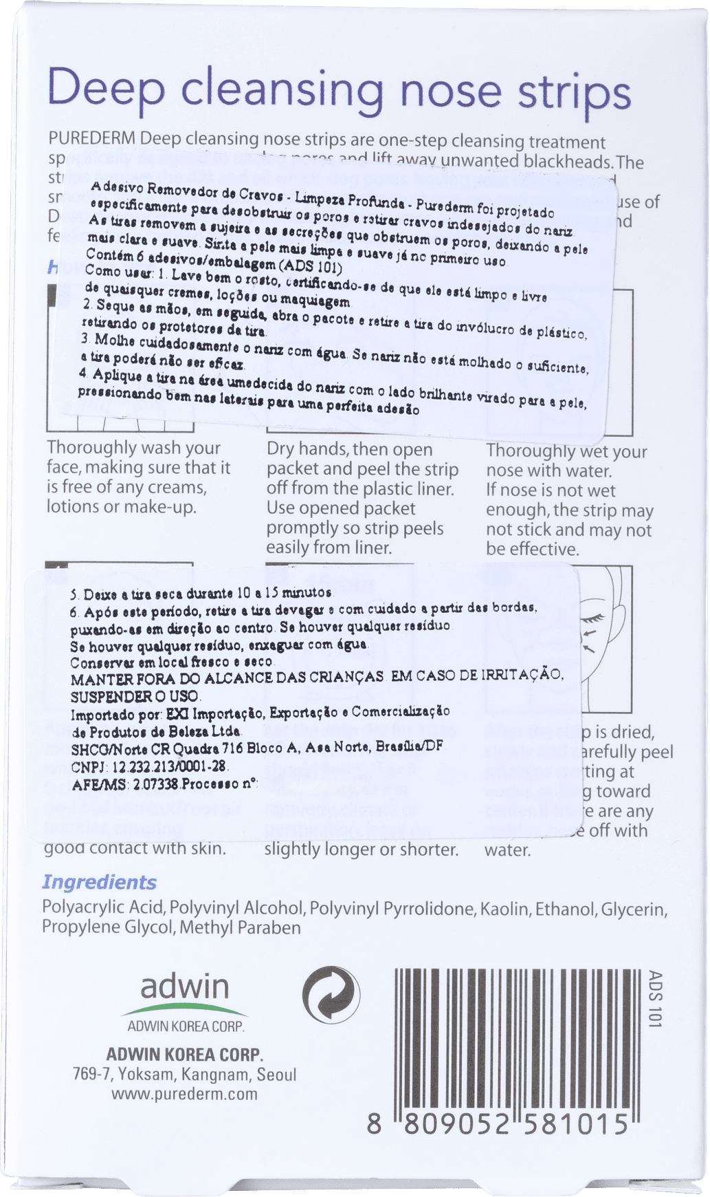 Purederm Deep Cleansing Nose Strips - Adesivo Removedor de Cravos (6 unidades)