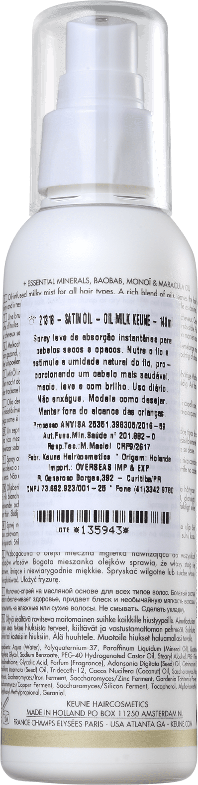 Keune Care Satin Oil Milk - Óleo Capilar 140ml