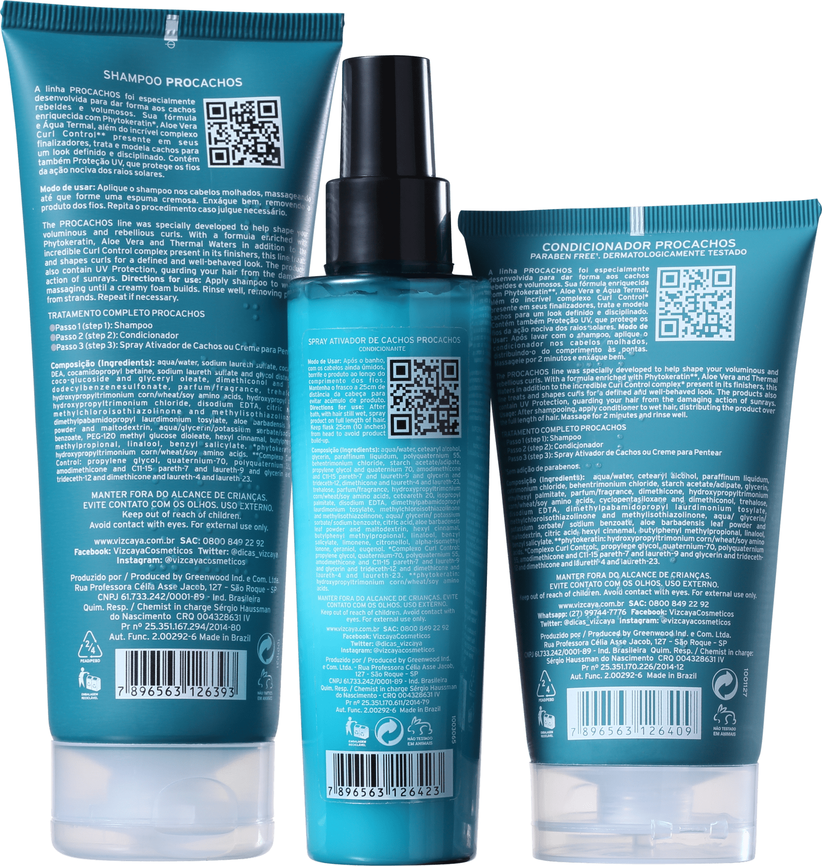 Kit Vizcaya ProCachos Definição Total (3 Produtos)