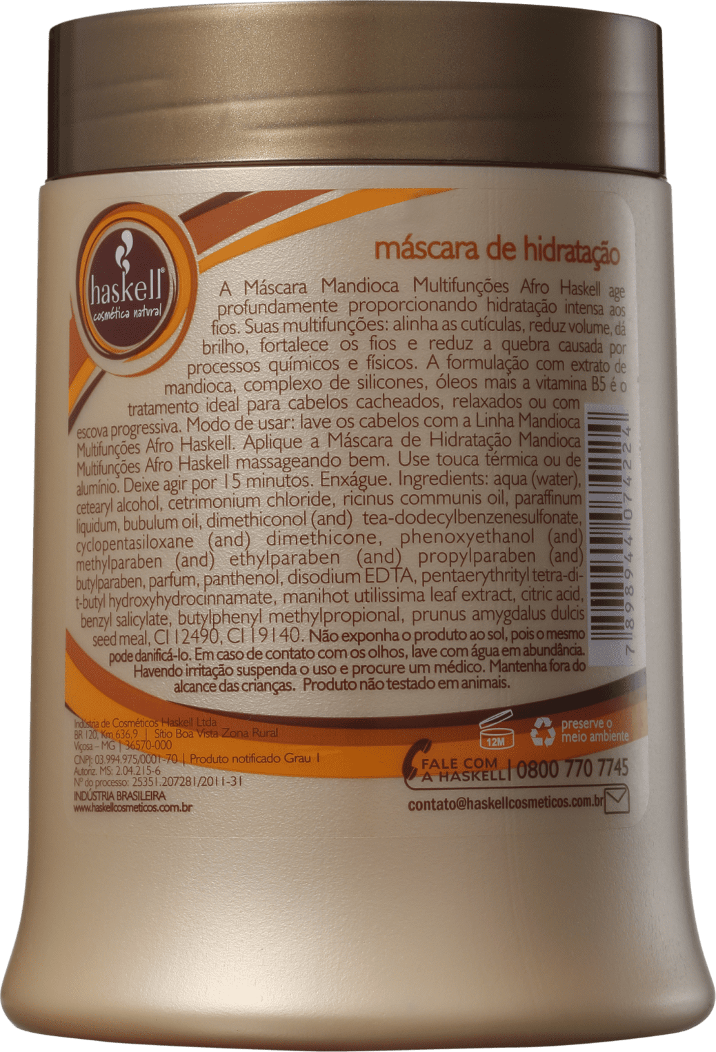 Haskell Mandioca Multifunções Afro - Máscara de Hidratação 500g