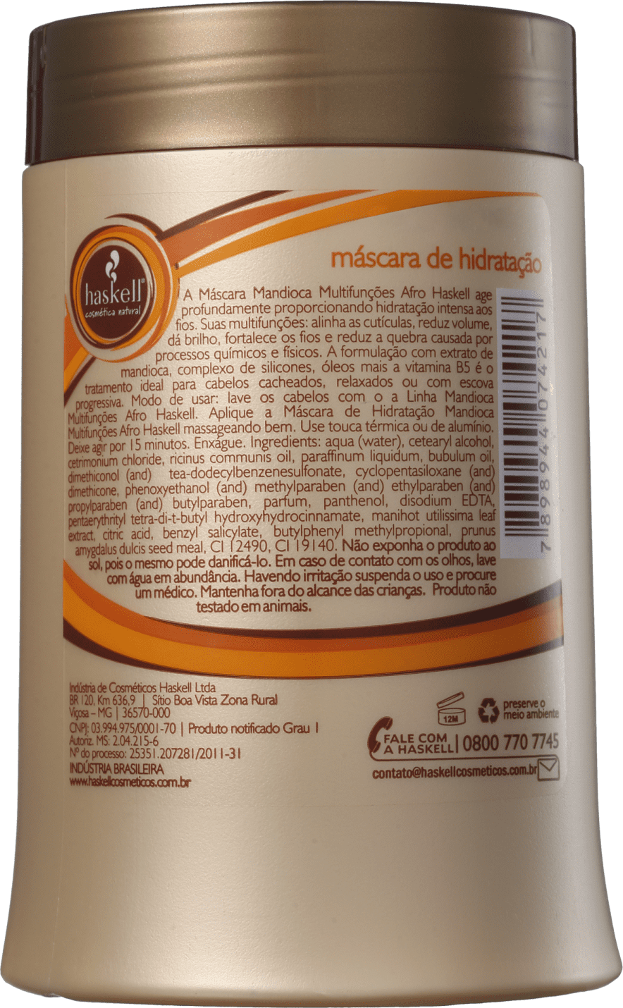 Haskell Mandioca Multifunções Afro - Máscara de Hidratação 1000g