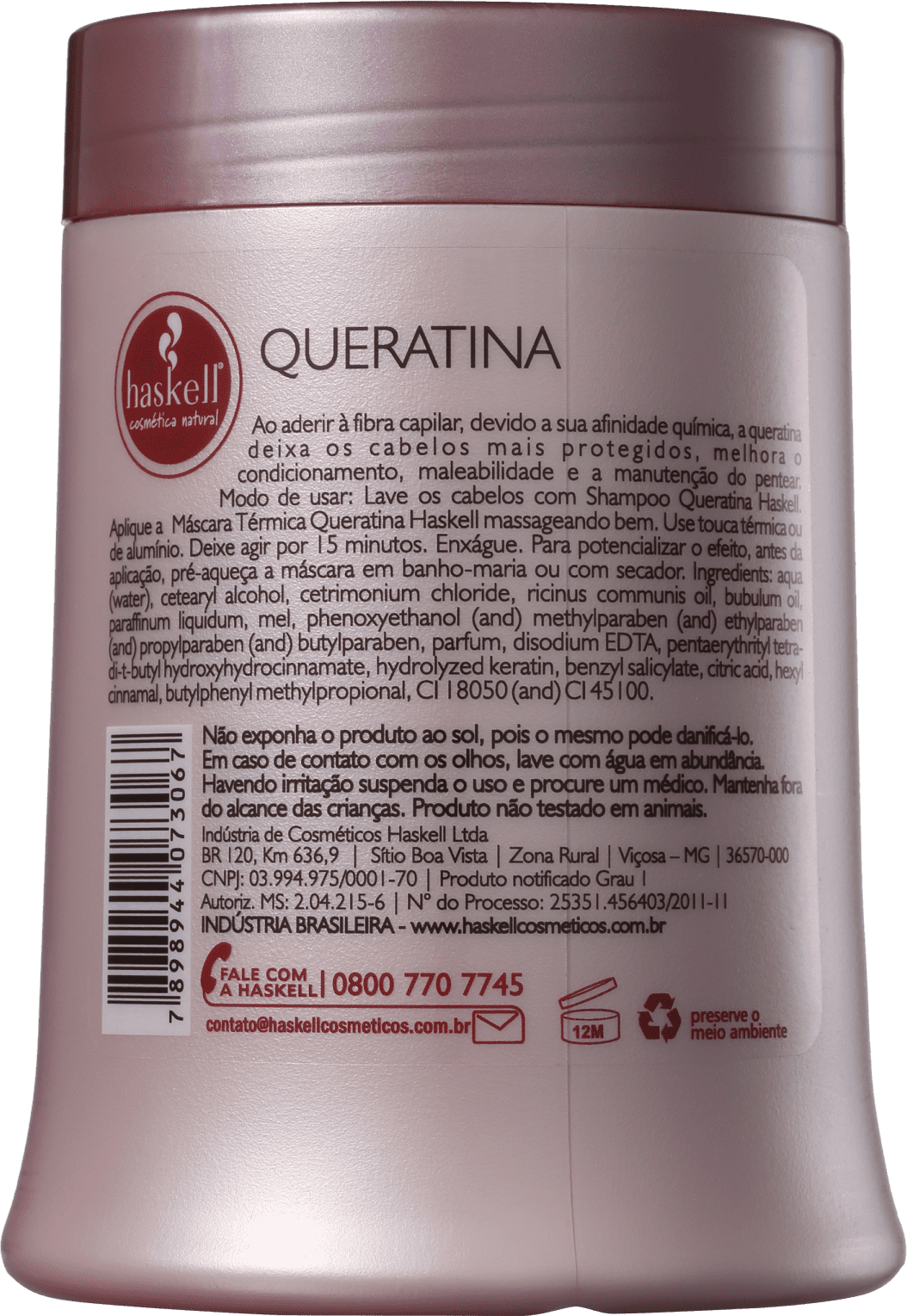 Haskell Queratina - Máscara de Hidratação 500g