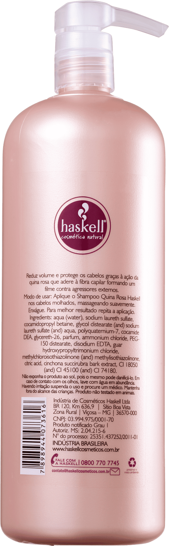 Shampoo Haskell Quina Rosa 1000ml Beleza na Web