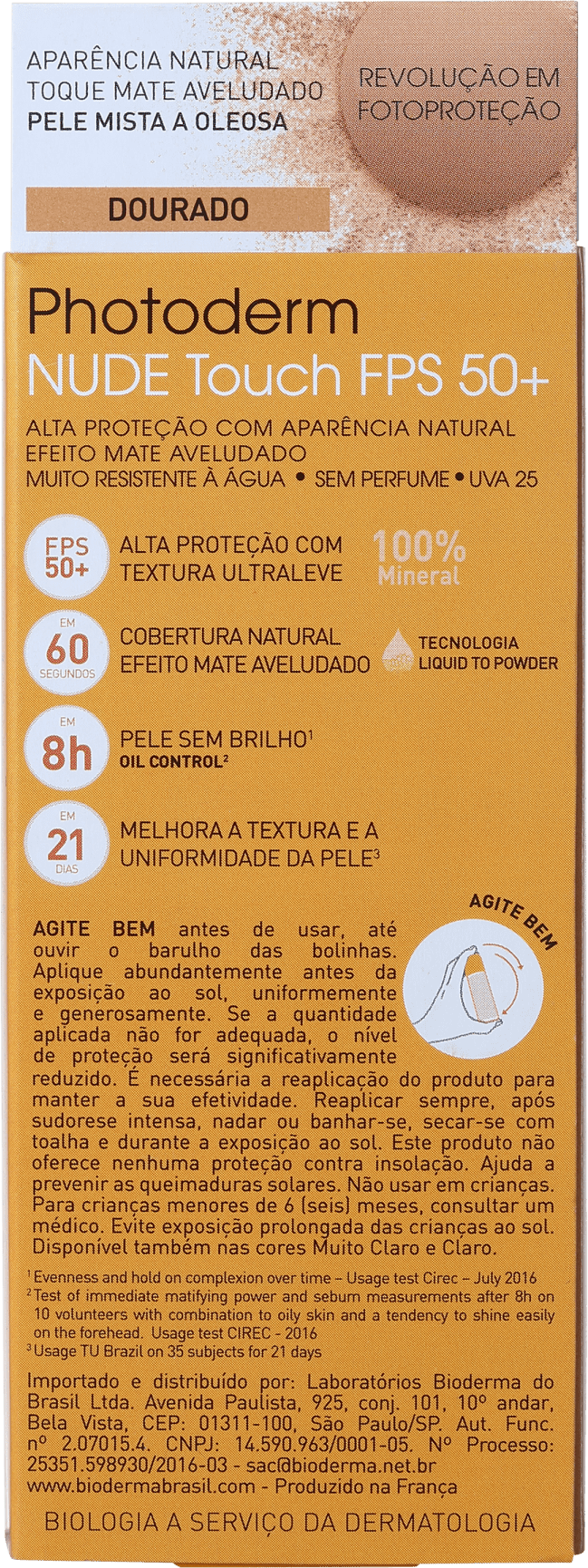Bioderma Photoderm Nude Touch FPS 50 Dourado - Protetor Solar com Cor 40ml