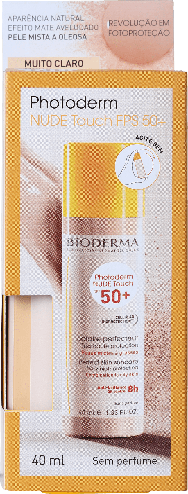 Bioderma Photoderm Nude Touch FPS 50 Muito Claro - Protetor Solar com Cor 40ml