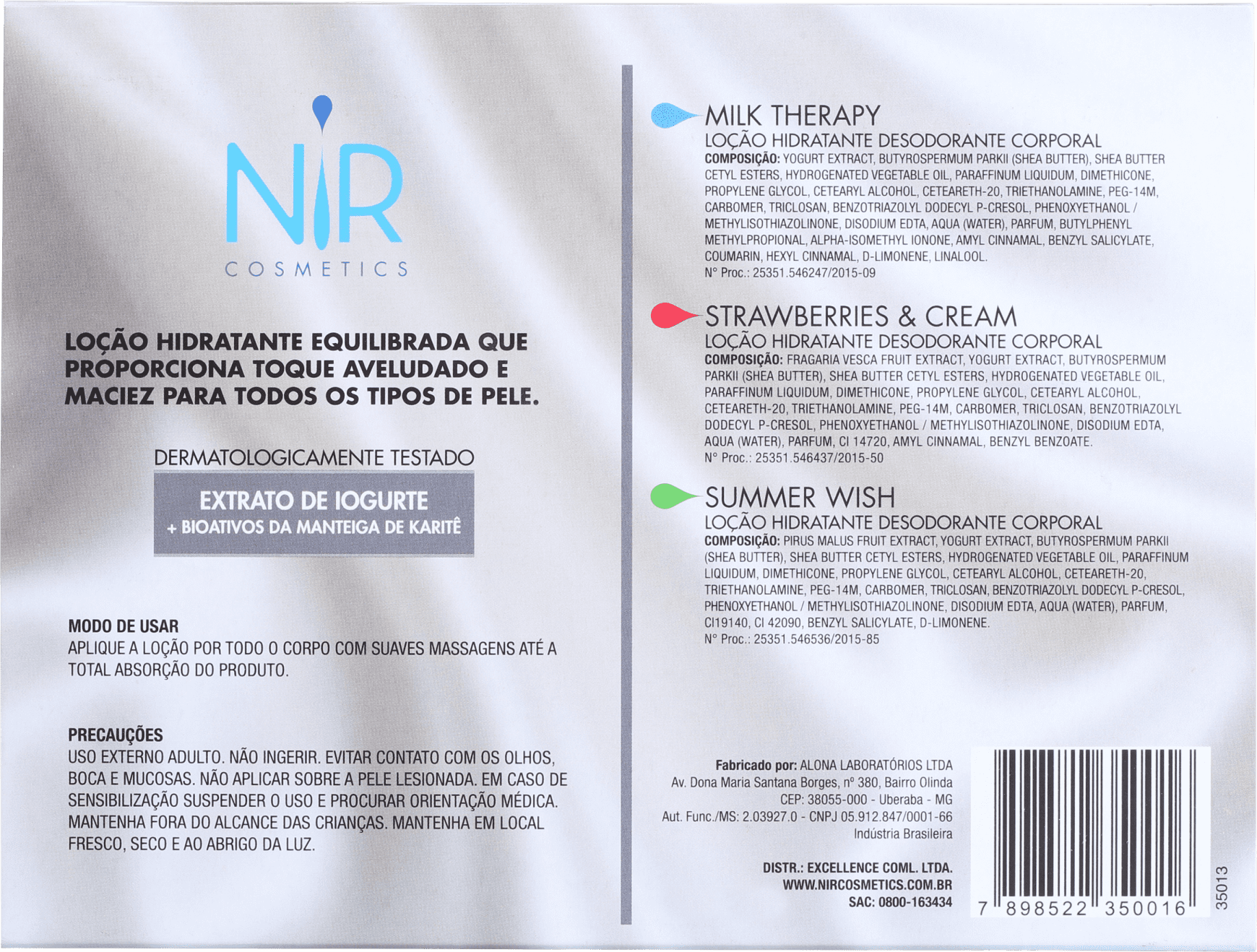 Kit Nir Cosmetics Mini Loções Milk Touch (3 produtos)