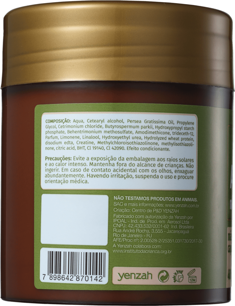 Yenzah SPA dos Cabelos Abacate - Máscara Capilar 480g