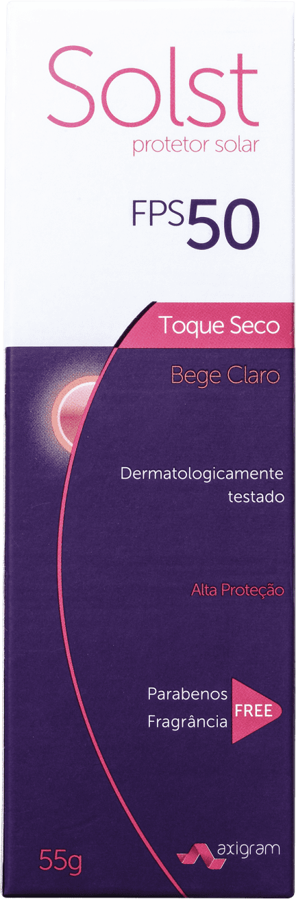 Solst Toque Seco Bege Claro FPS 50 PPD 19.0 - Protetor Solar Facial 55g