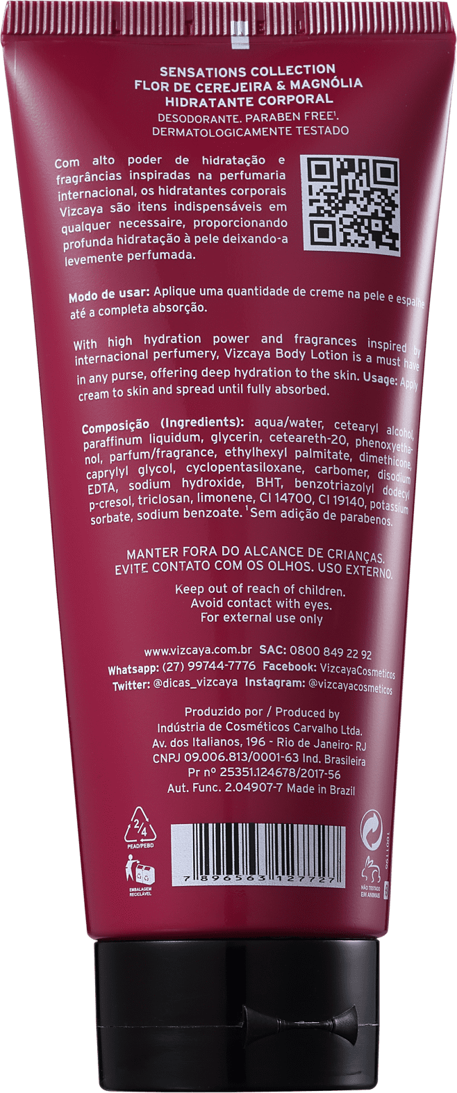 Vizcaya Sensations Flor de Cerejeira &, Magnólia - Creme Hidratante Corporal 200ml