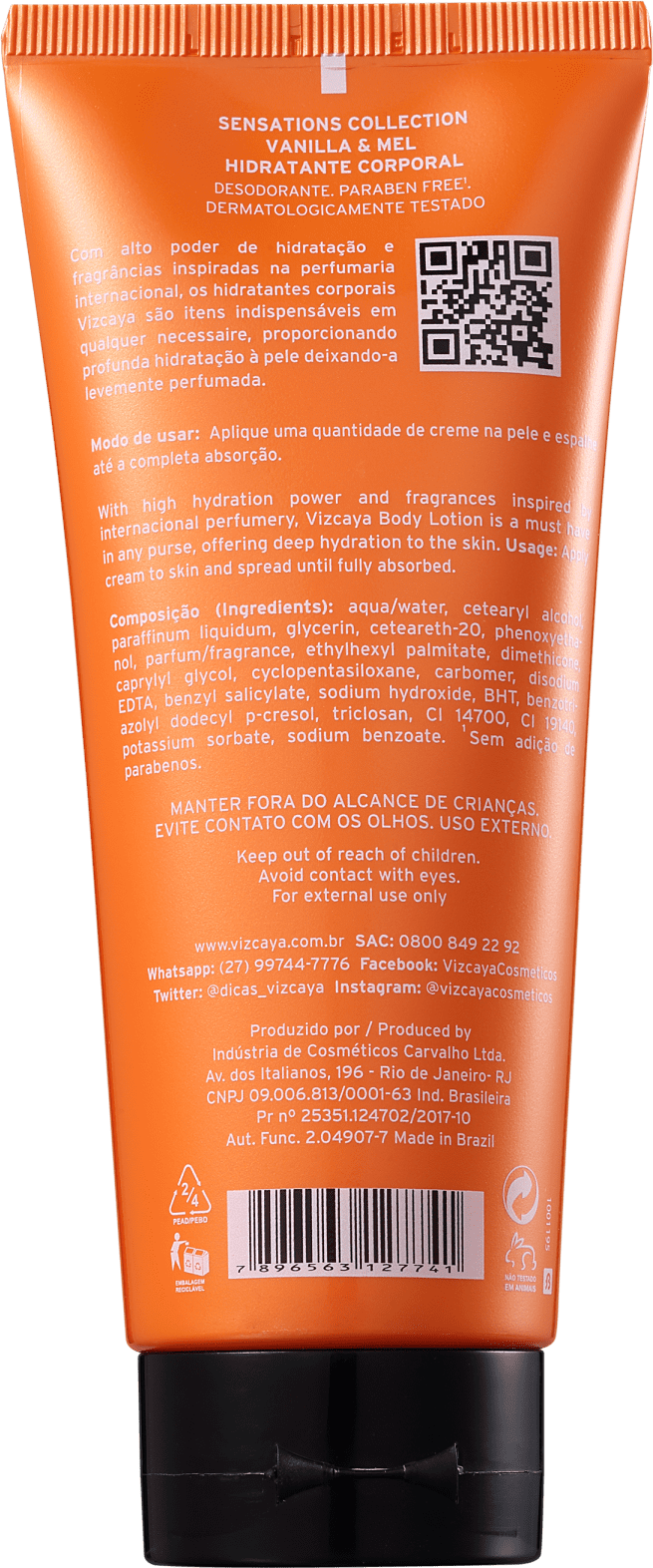 Vizcaya Sensations Vanilla & Mel - Creme Hidratante Corporal 200ml
