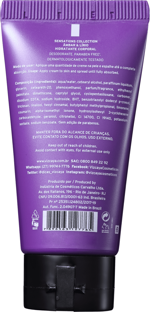 Vizcaya Sensations Âmbar &, Lírio - Creme Hidratante Corporal 50ml