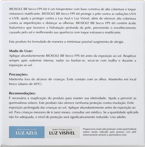 Ada Tina Biosole BB Secco FPS60 Noce - Protetor Solar Facial com Cor 10g