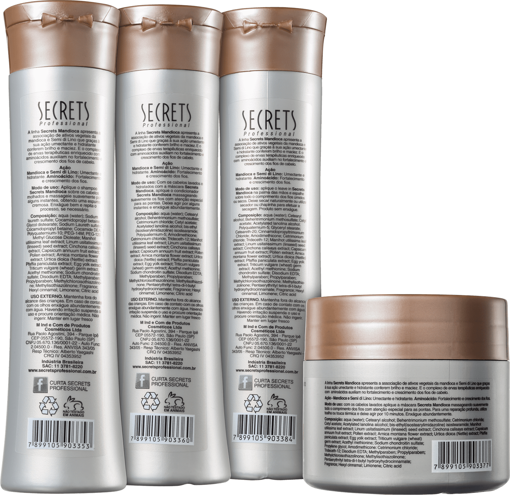 Kit Secrets Professional Mandioca Leave-in (4 Produtos)