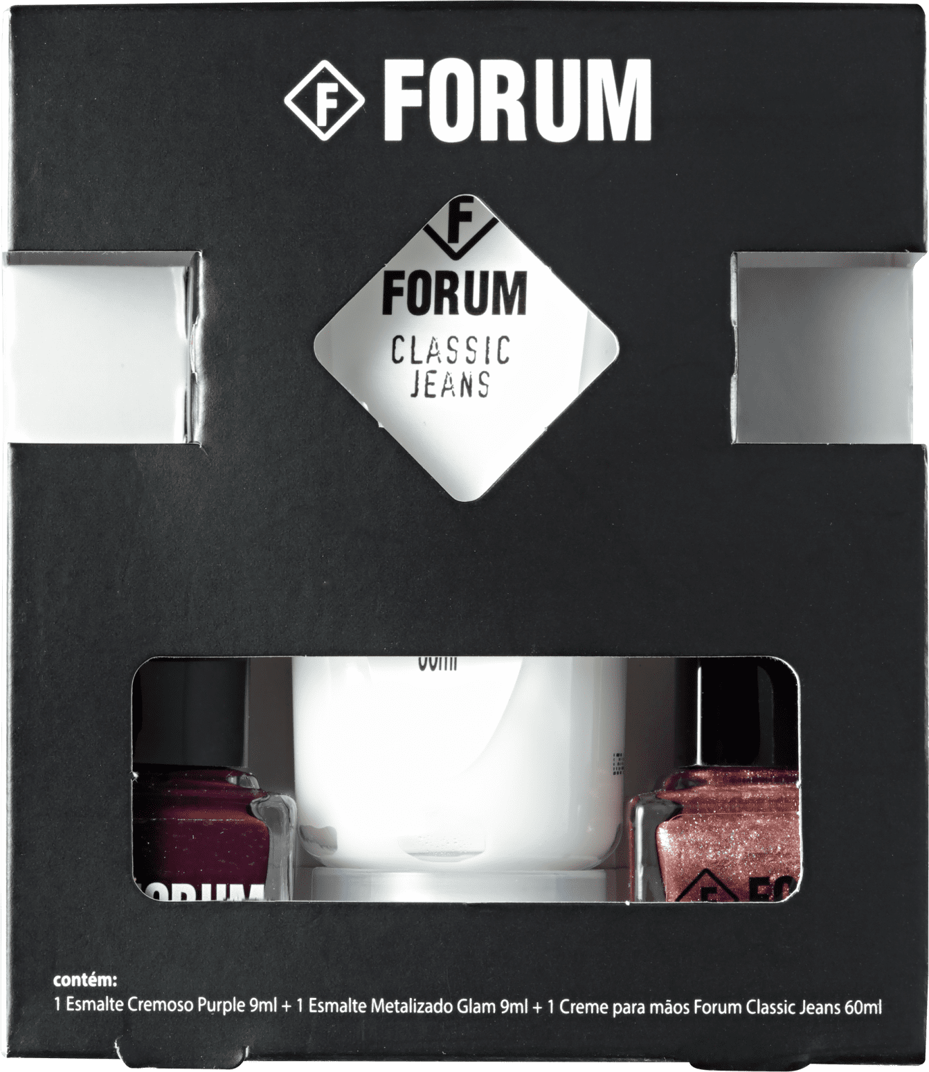 Kit Forum Purple, Glam e Classic Jeans de Esmaltes (3 produtos)
