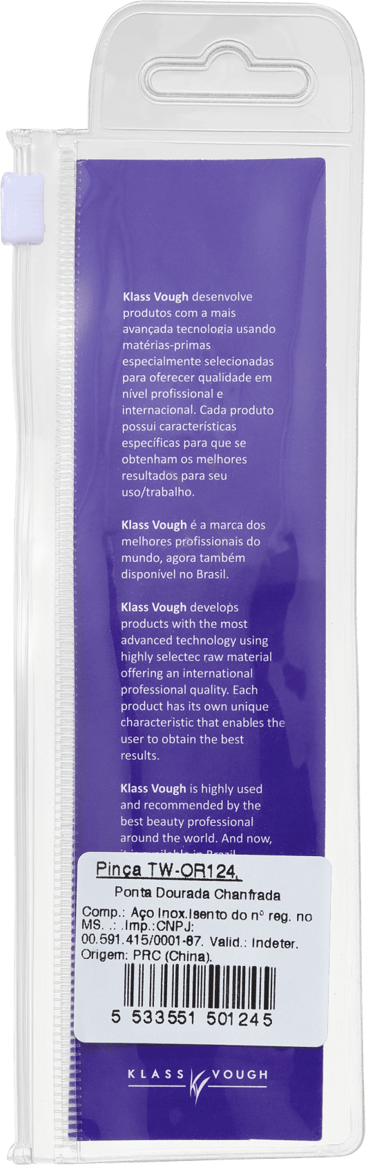 Klass Vough Profissional Ponta Dourada TW-OR124 - Pinça Chanfrada
