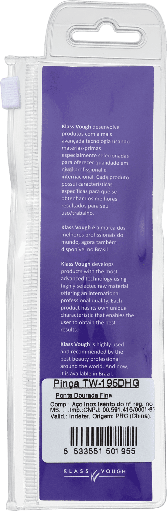 Klass Vough TW-195DHG Dourada Fina - Pinça de Precisão