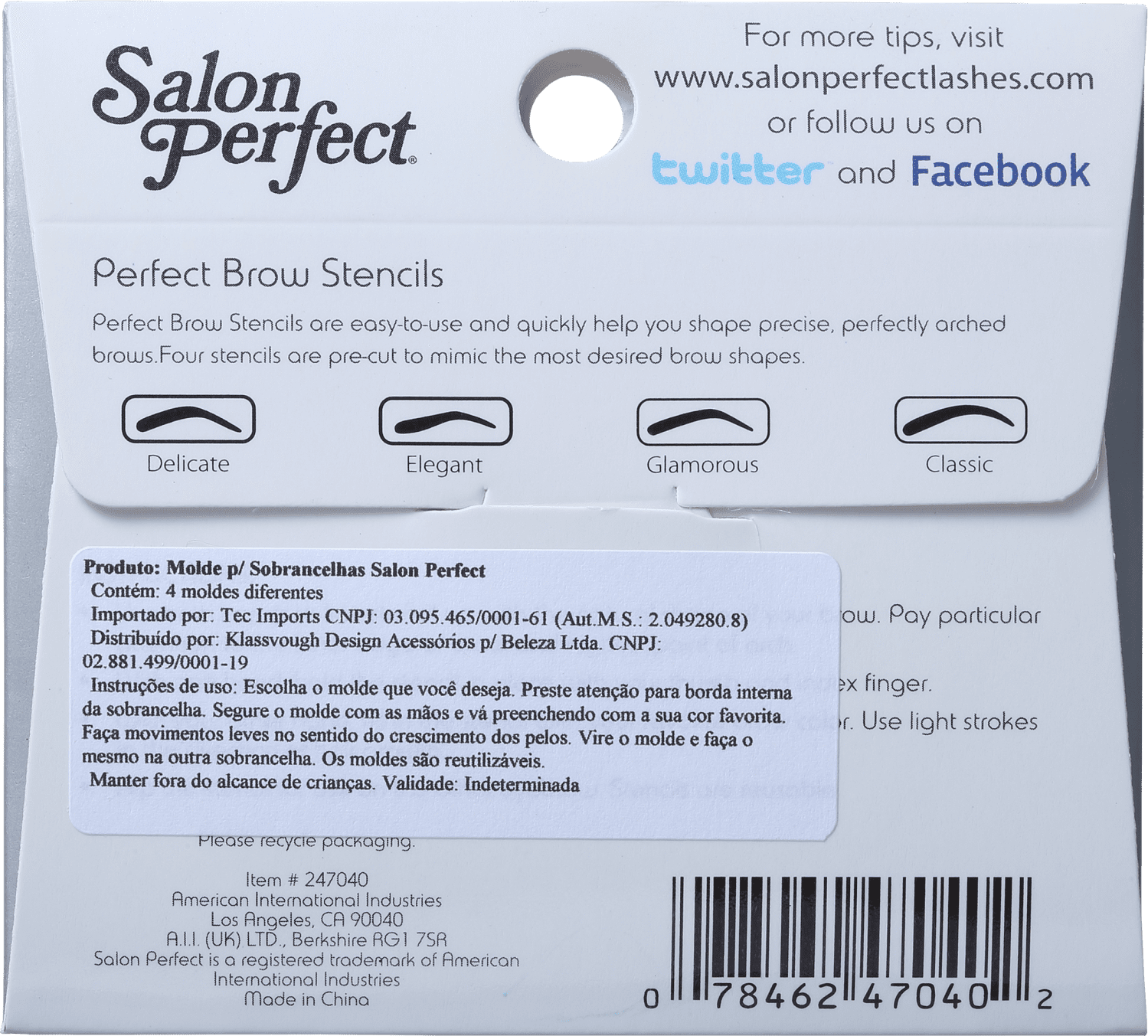 Salon Perfect Brow Stencil - Molde para Sobrancelhas 4un