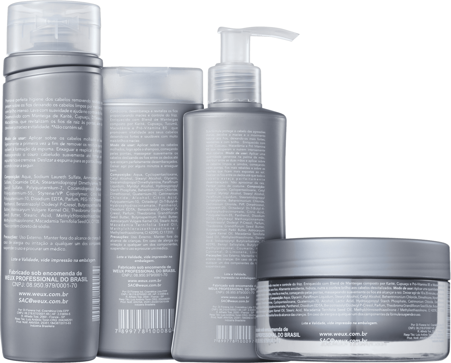 Kit WEUX Professional Control Frizz Leave-in (4 Produtos)