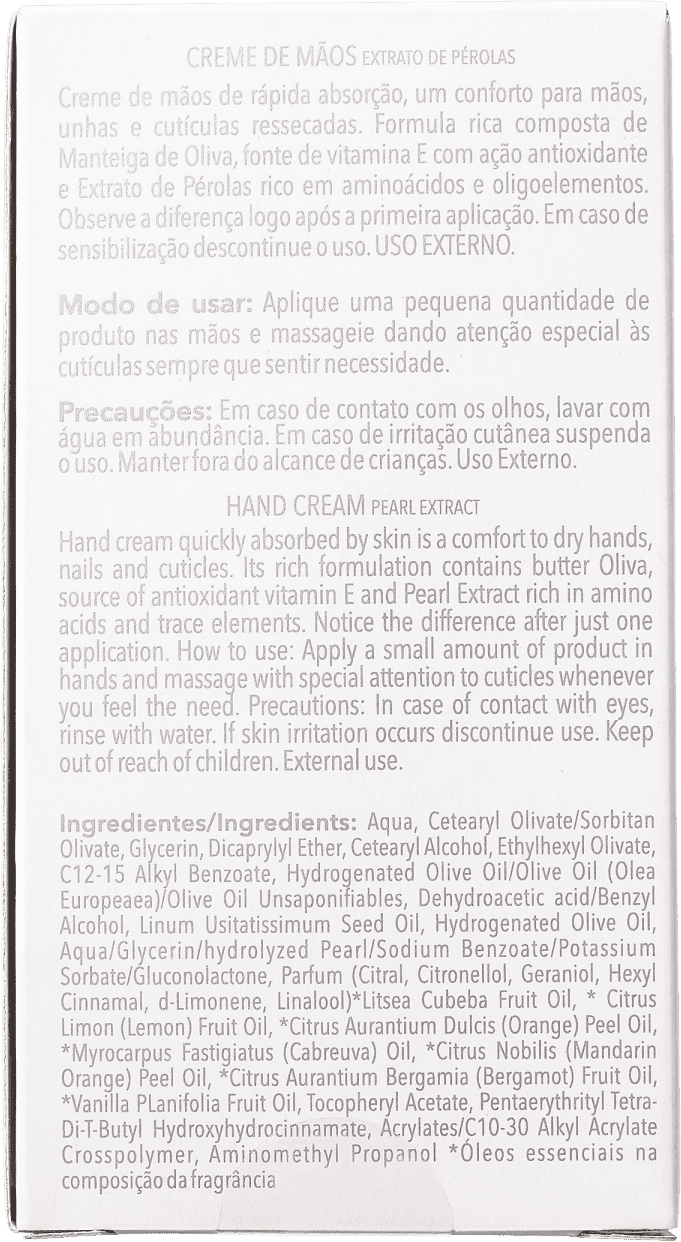 Elemento Mineral Extrato de Pérolas - Creme para Mãos 50g