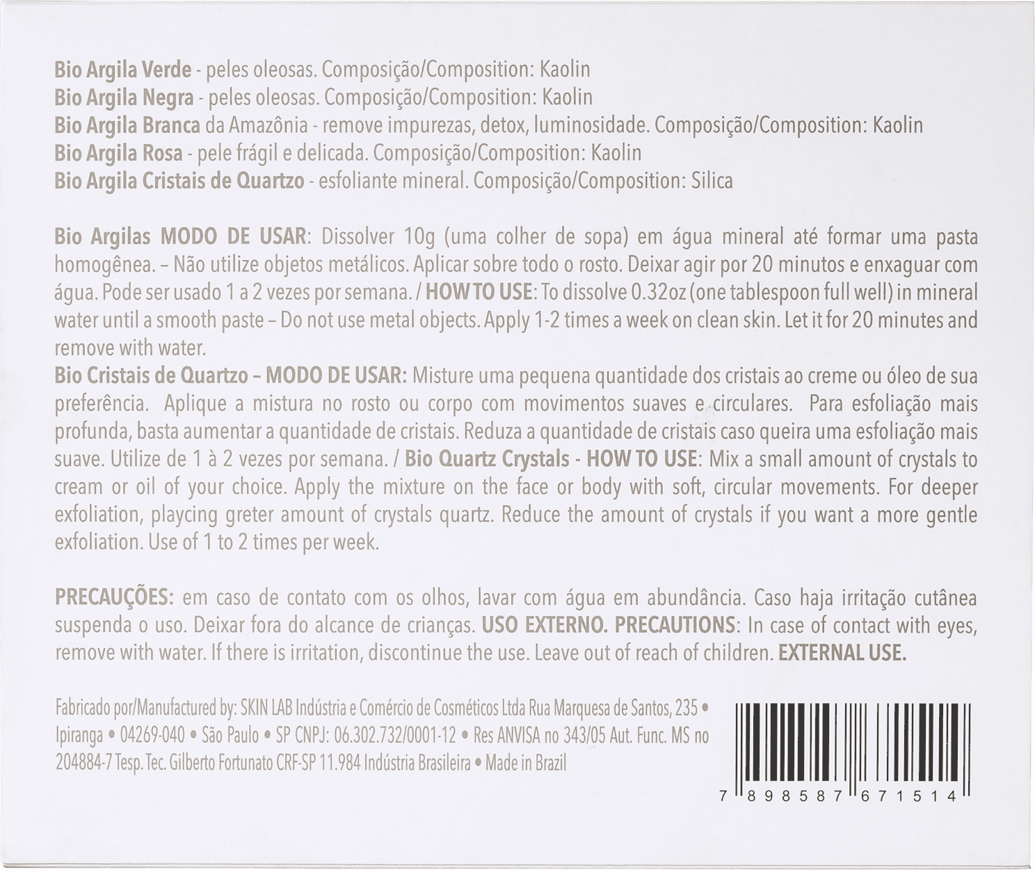 Kit Elemento Mineral Bio Argilas Purificante (6 produtos)