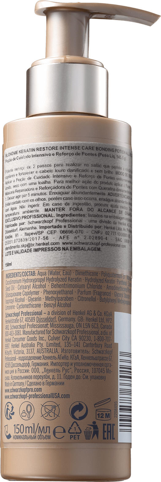 Schwarzkopf Professional BlondMe Keratin Restore - Máscara de Reconstrução 150ml