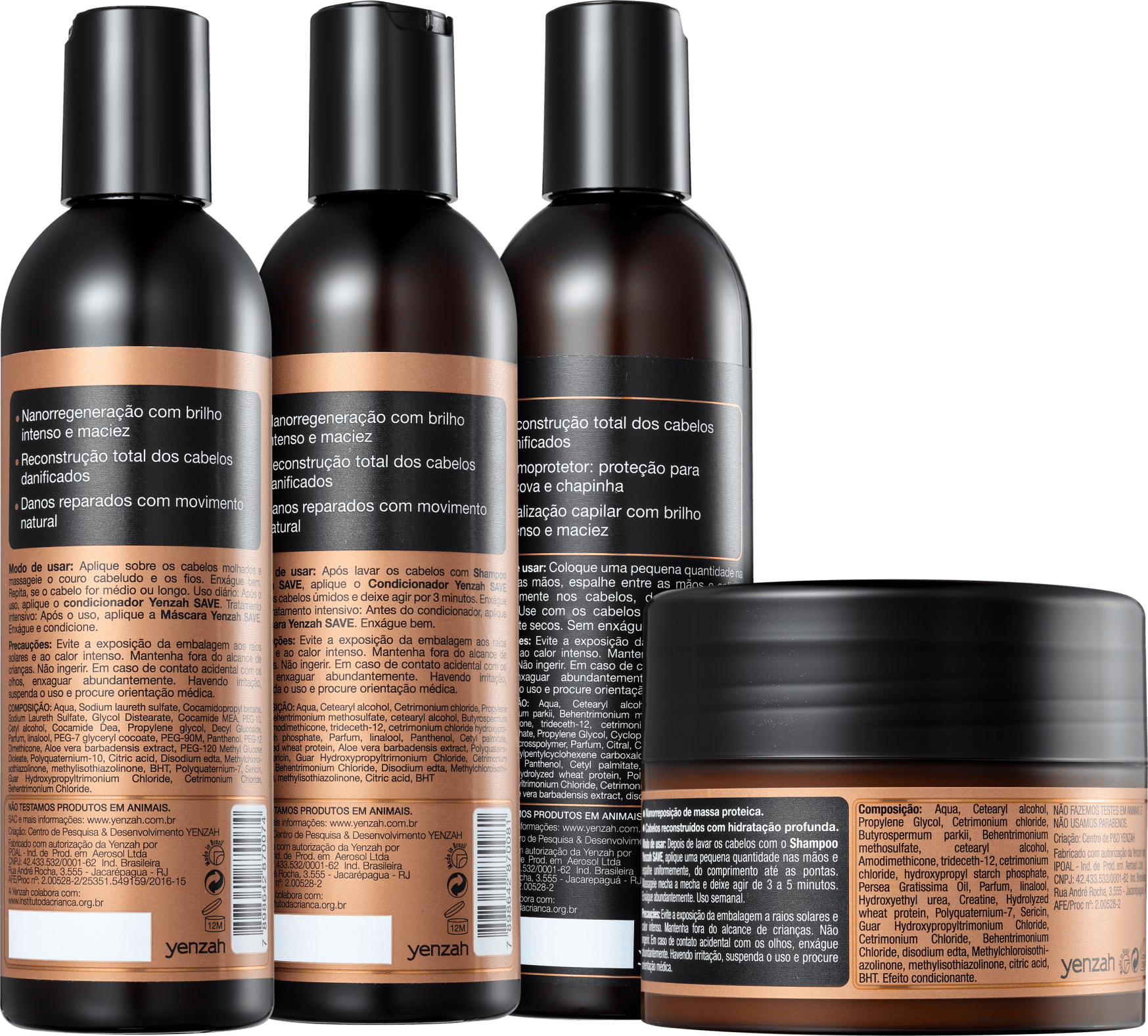 Kit Yenzah Save Reconstrução Capilar Completo (4 Produtos)