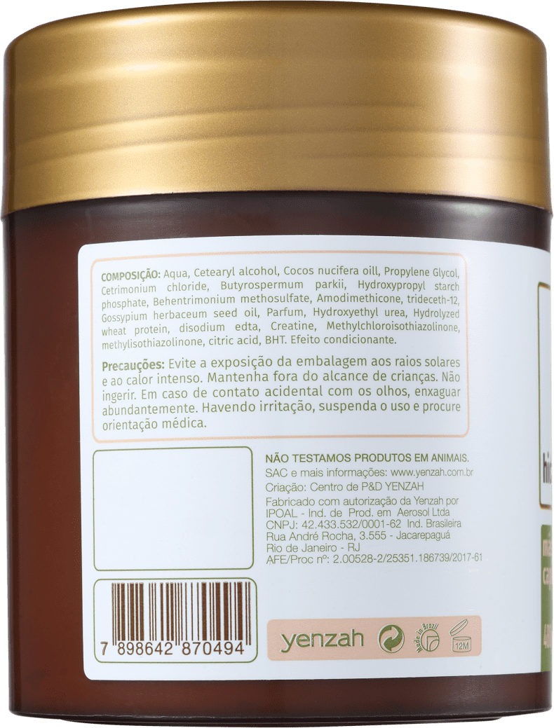 Yenzah SPA dos Cabelos Coco - Máscara Capilar 480g