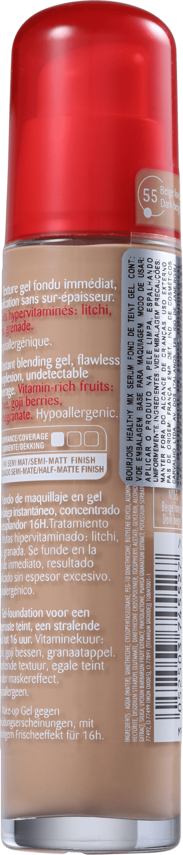 Bourjois Healthy Mix Anti-Fatigue 55 Dark Beige - Base Líquida 30ml