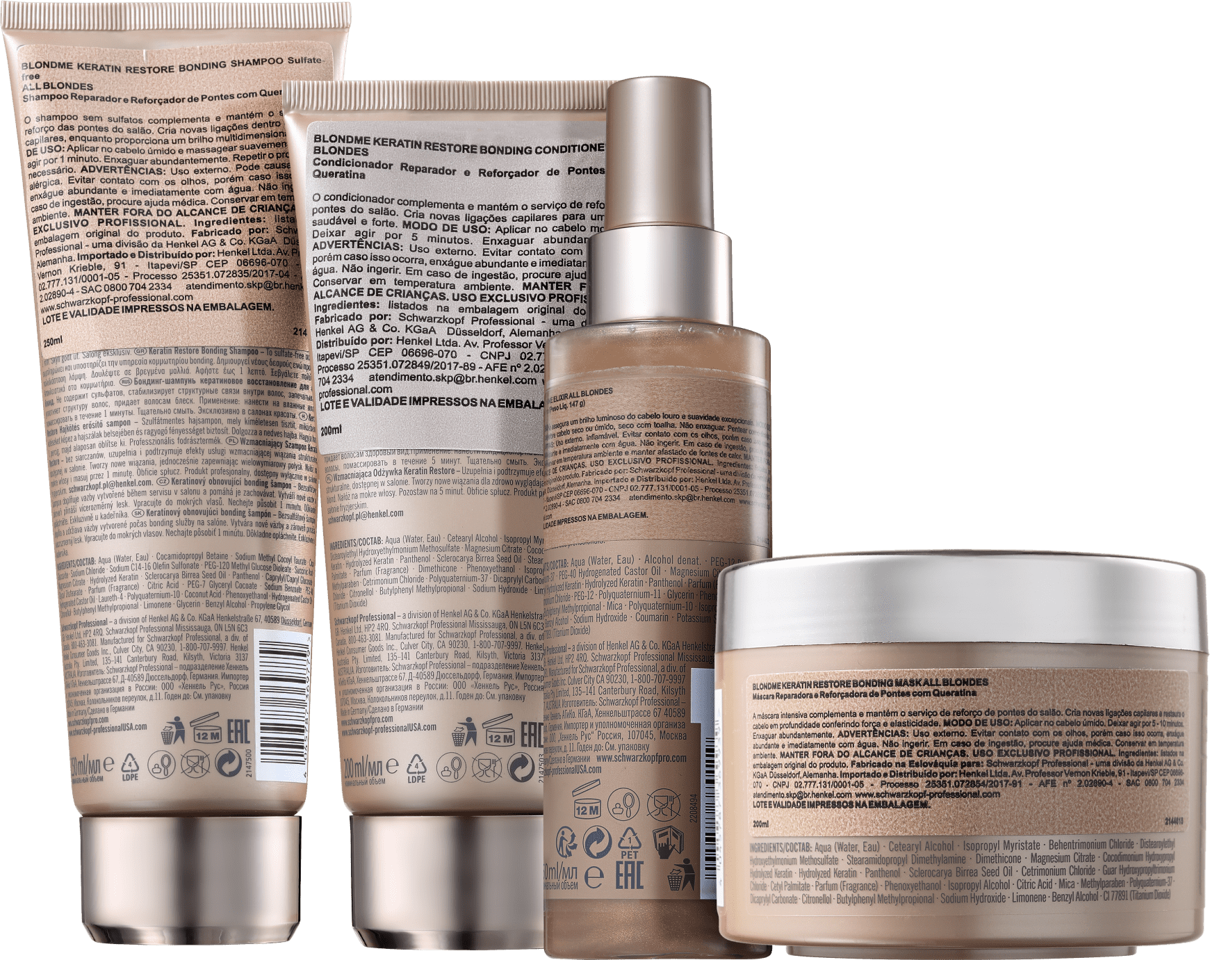 Kit Schwarzkopf Professional BlondMe Reconstrução e Brilho (4 Produtos)