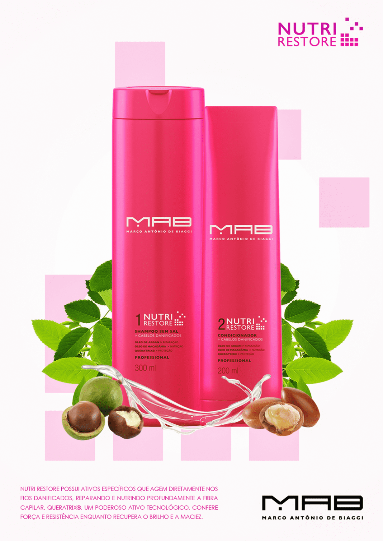 MAB Marco Antônio de Biaggi Nutri Restore - Shampoo sem Sal 300ml