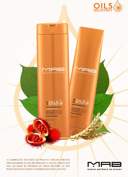 Kit MAB Marco Antônio de Biaggi Oils Recovery Proteção Antirressecamento (3 Produtos)