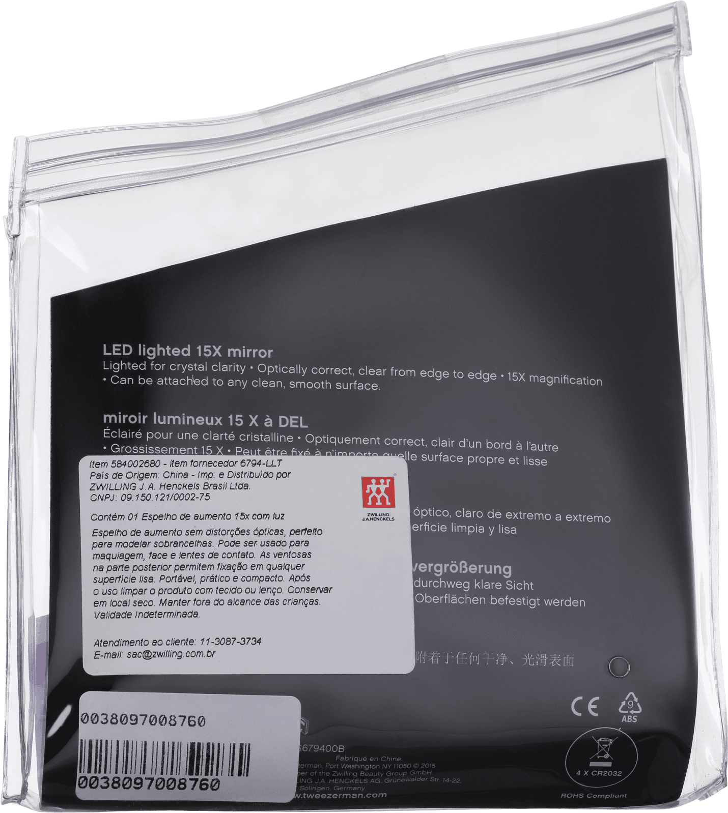 Tweezerman 15x com Luz - Espelho de Aumento