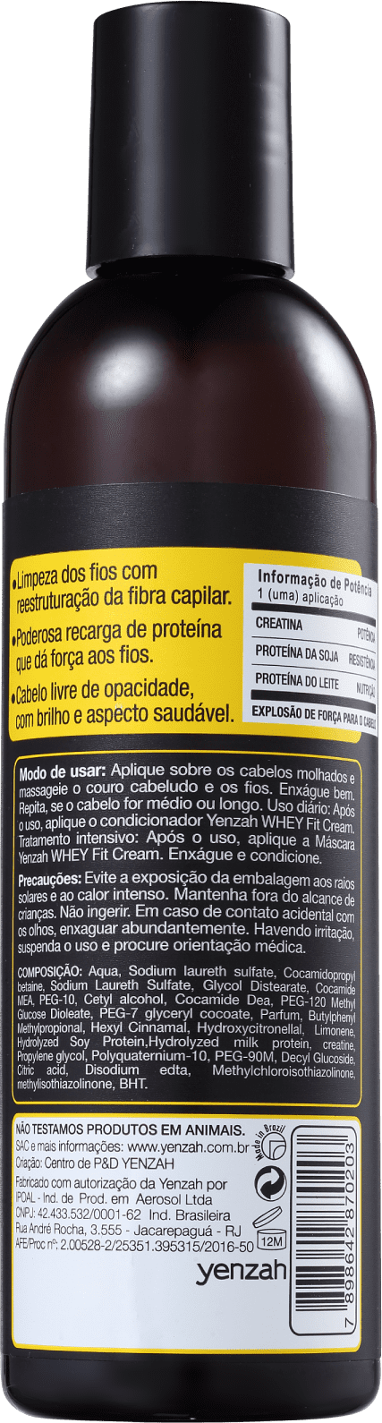 Yenzah Power Whey Fit Cream - Shampoo 240ml