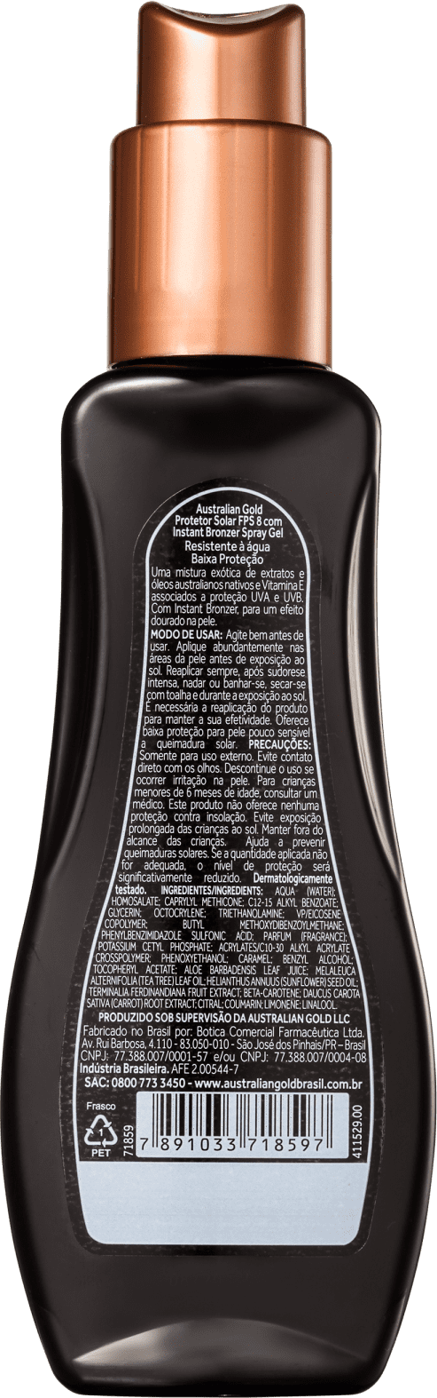 Australian Gold FPS 8 - Protetor Solar em Spray 125ml
