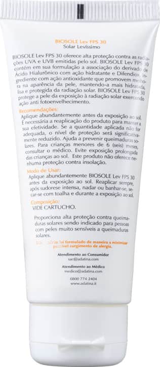 Ada Tina Biosole Lev FPS 30 - Protetor Solar Facial 40ml