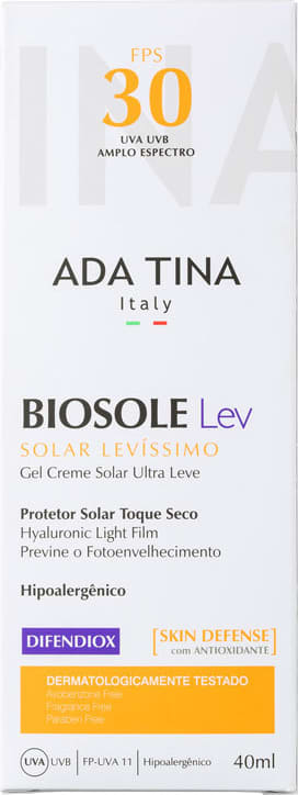 Ada Tina Biosole Lev FPS 30 - Protetor Solar Facial 40ml