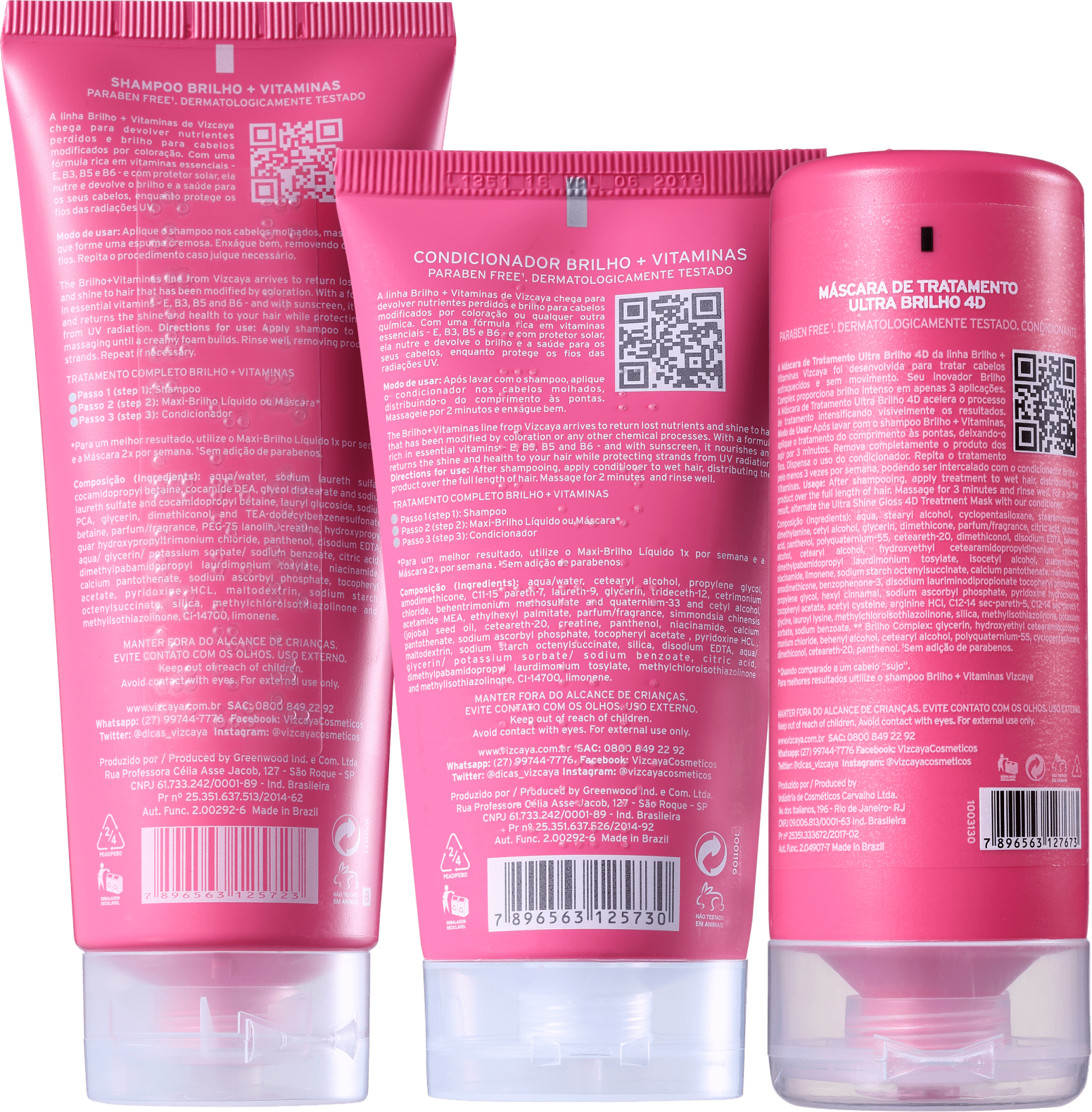 Kit Vizcaya Brilho e Vitaminas Trio (3 Produtos)