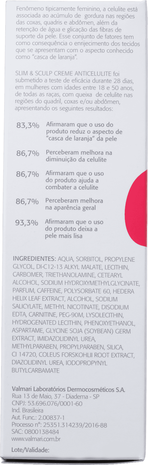 Valmari Slim & Sculp - Creme para Celulite 220g