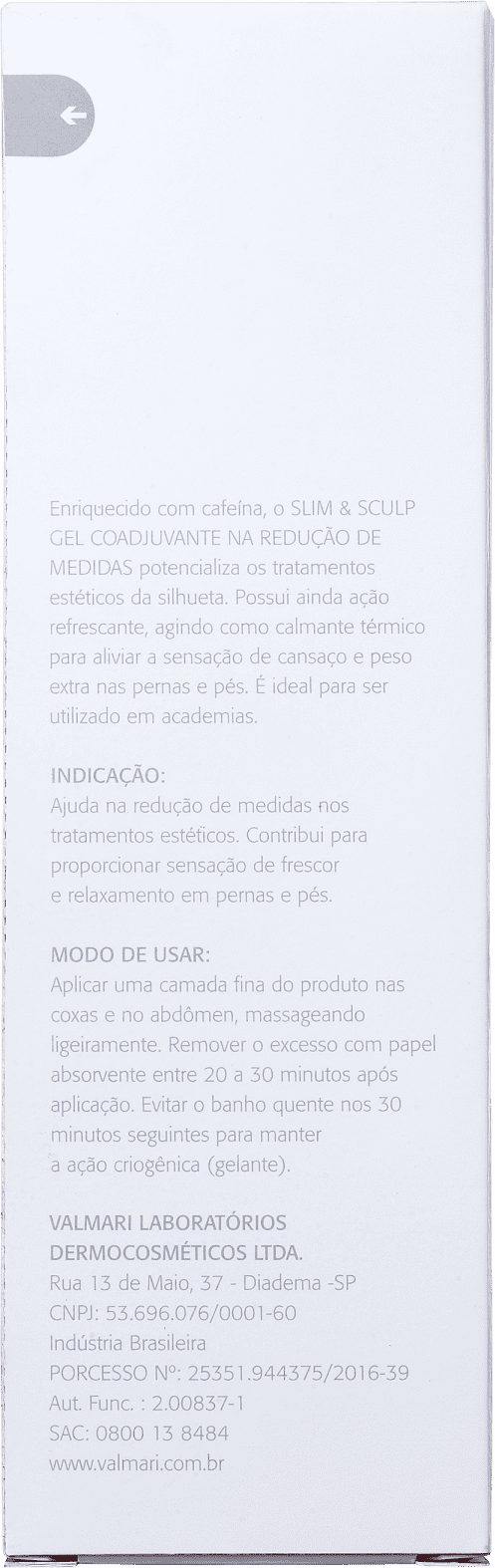 Valmari Slim & Sculp Coadjuvante - Gel Redutor de Medidas 220g