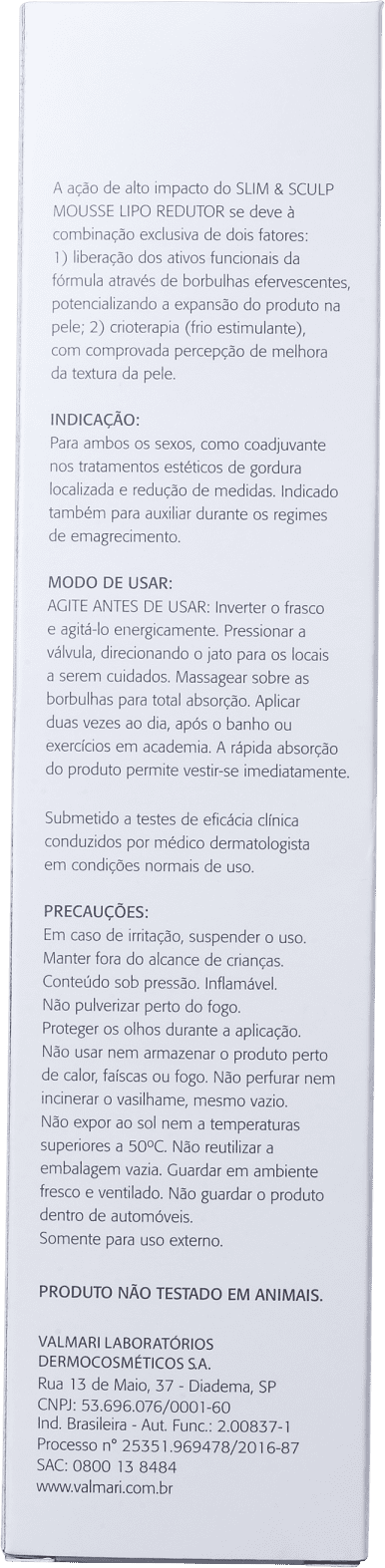 Valmari Slim & Sculp - Mousse Redutor de Medidas 220g