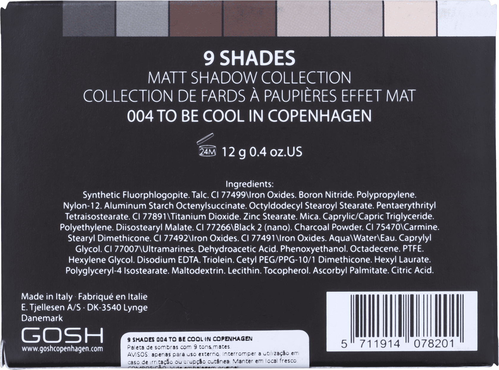 GOSH 9 Shades 004 To Be Cool In Copenhagen - Paleta de Sombras 10g