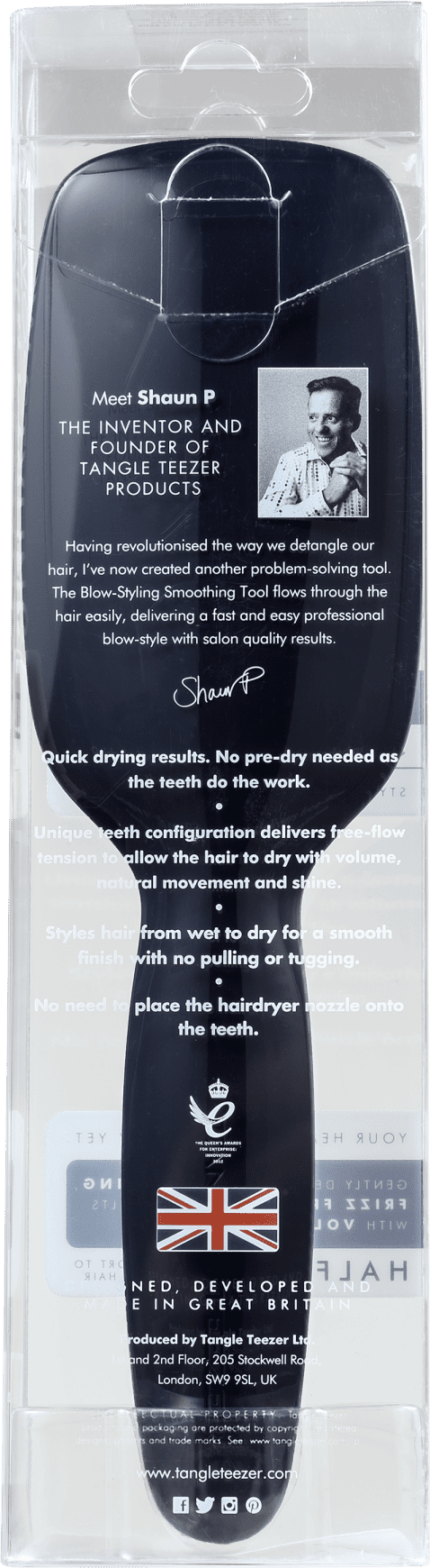 Tangle Teezer Blow-Styling Half Paddle Black/White - Escova de Cabelo