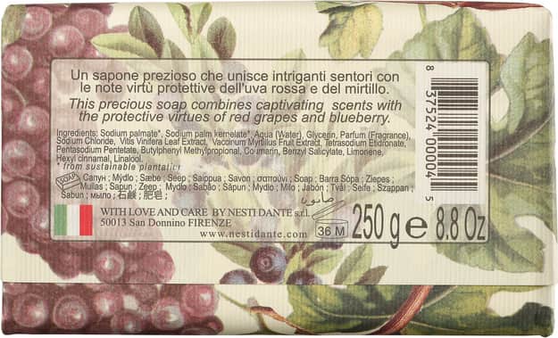 Nesti Dante Il Frutteto Uvas Vermelhas e Mirtilo - Sabonete em Barra 250g