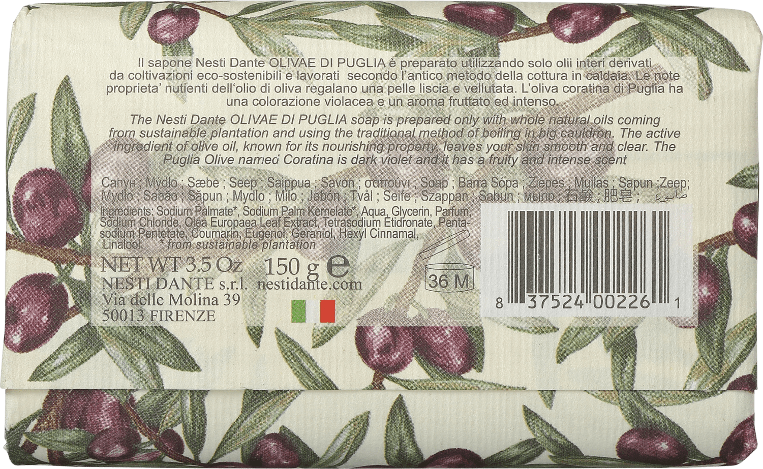 Nesti Dante Olivae di Puglia - Sabonete em Barra 150g