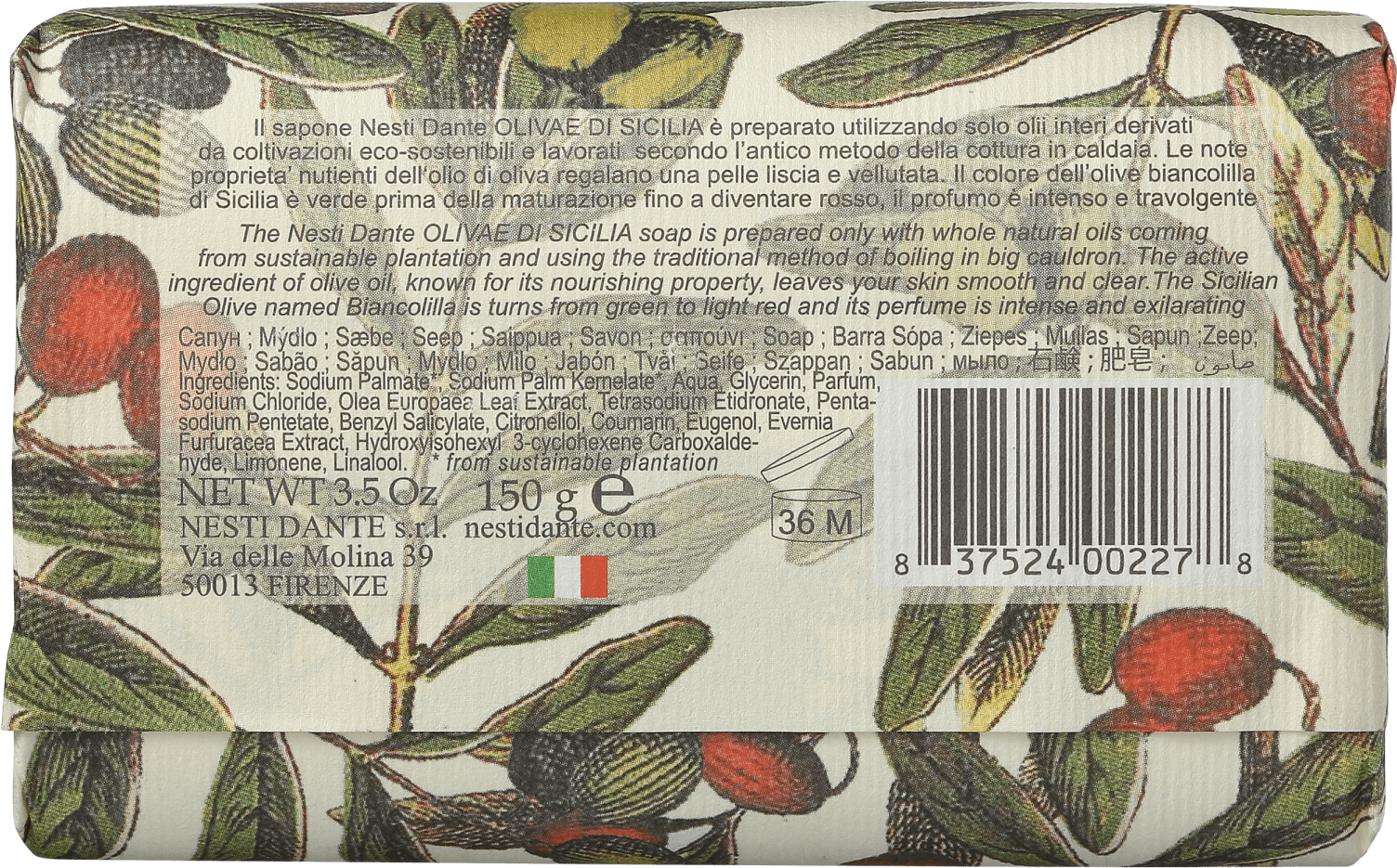 Nesti Dante Olivae di Sicilia - Sabonete em Barra 150g